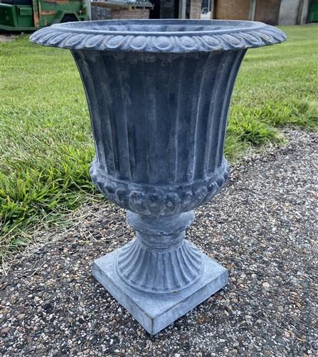 Home & Living > Outdoor & Gardening > Garden Decoration > Yard Art - 18" Tall Cast Iron Fluted Urn, Flower Pot Planter, Ga...