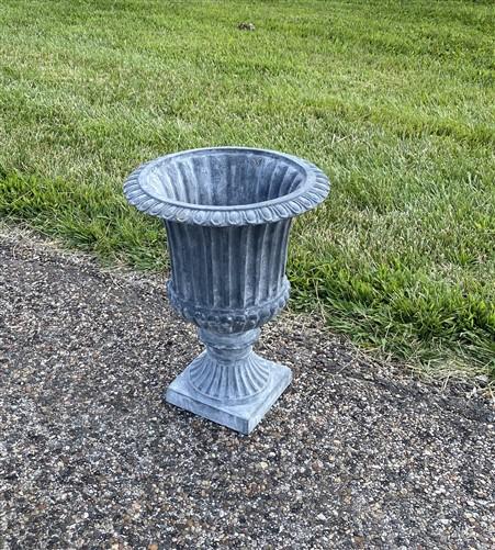Home & Living > Outdoor & Gardening > Garden Decoration > Yard Art - 18" Tall Cast Iron Fluted Urn, Flower Pot Planter, Ga...
