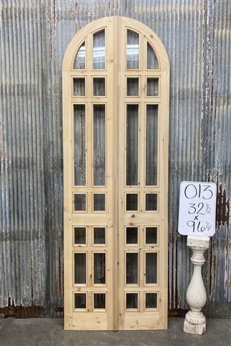 Arched French Double Doors (32.5x96) 14 Pane Glass Doors European Styled O13