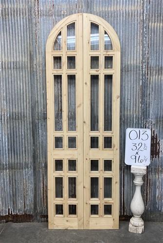 Arched French Double Doors (32.5x96) 14 Pane Glass Doors European Styled O13
