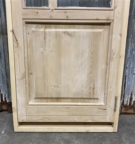 Antique French Single Door (27.25x82) Glass Pane Door with Jamb, Encased Door T7