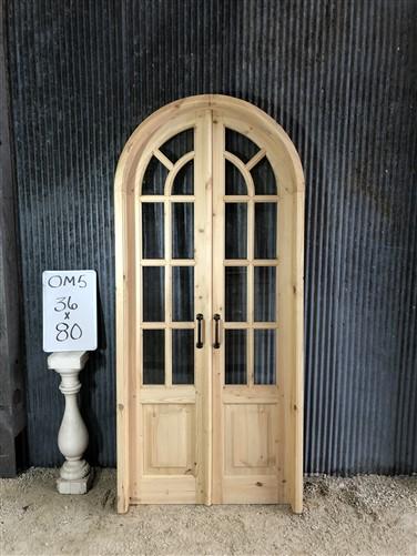 Arched French Double Door (36x80) 9 Pane Glass Door European Styled w Jamb OM5