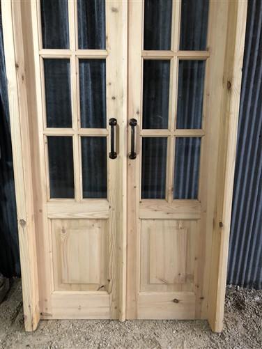 Arched French Double Door (36x80) 9 Pane Glass Door European Styled w Jamb OM5