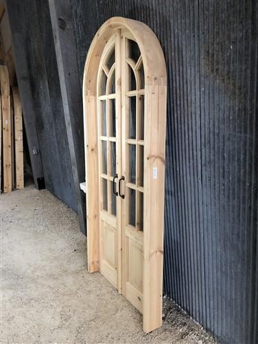 Arched French Double Door (36x80) 9 Pane Glass Door European Styled w Jamb OM5