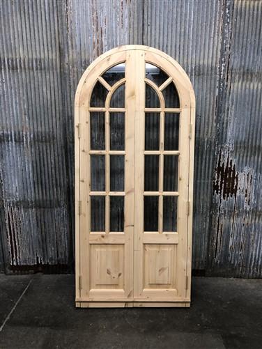 Arched French Double Door (36x80) 9 Pane Glass Door European Styled w Jamb OM5