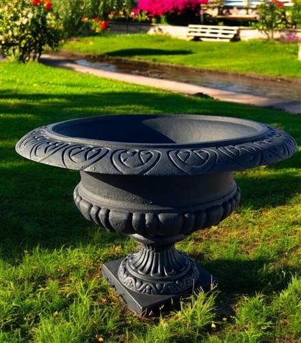 Home & Living > Outdoor & Gardening > Garden Decoration > Yard Art - 18" Tall Cast Iron Fluted Urn, Flower Pot Planter, Ga...