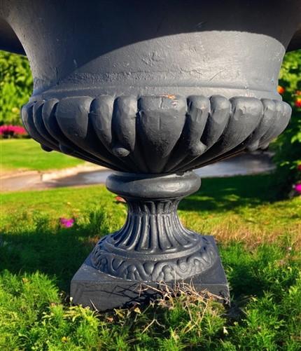 Home & Living > Outdoor & Gardening > Garden Decoration > Yard Art - 18" Tall Cast Iron Fluted Urn, Flower Pot Planter, Ga...