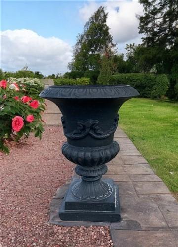 Garden urn - 17" Tall Cast Iron Fluted Urn, Flower Pot Planter, Garden Patio Yard Art G1 by The Old Grainery (aluminum, Ar...