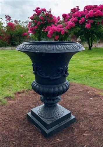 Garden urn - 17" Tall Cast Iron Fluted Urn, Flower Pot Planter, Garden Patio Yard Art G1 by The Old Grainery (aluminum, Ar...