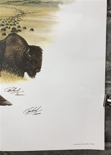 Art & Collectibles > Prints > Lithographs - Richard Timm, Bison, Signed Print, 28x22 Wade Collection, Plate 20 by The Old...