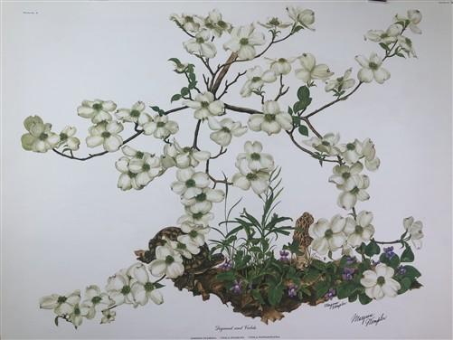Maryrose Wampler, Dogwood & Violets, Signed Print, 28x22, Wall Art, Plate 5