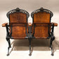 Theater Seats - 2 Wood Iron Folding Theater Seats, Auditorium Seats, Entryway Bench, D34 by The Old Grainery (art deco, au...