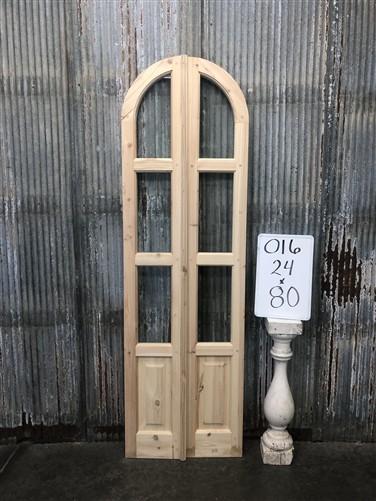 Arched French Double Doors (24x80) 3 Pane Glass European Styled Doors O16