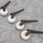 Casters - 4 Porcelain Caster Wheels Antique Furniture Roller Dresser Desk Industrial Age V by The Old Grainery