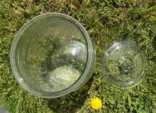 Planters Peanut Glass Jar with Lid, Running Mr Peanut Barrel Candy Cookie Jar