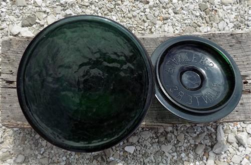 advertising jar - Planters Peanut Jar with Lid, Green Glass Mr Peanut Barrel Candy Cookie Jar, by The Old Grainery (advert...
