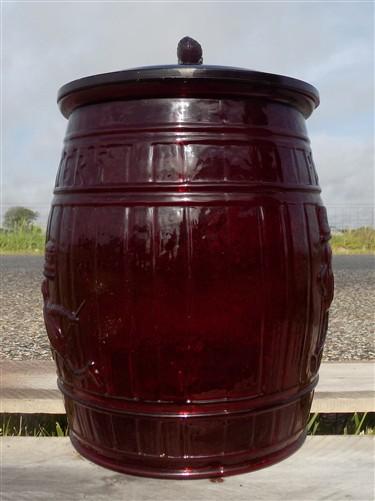 advertising jar - Planters Peanut Jar with Lid, Ruby Red Glass Mr Peanut Barrel Candy Cookie Jar by The Old Grainery (adve...