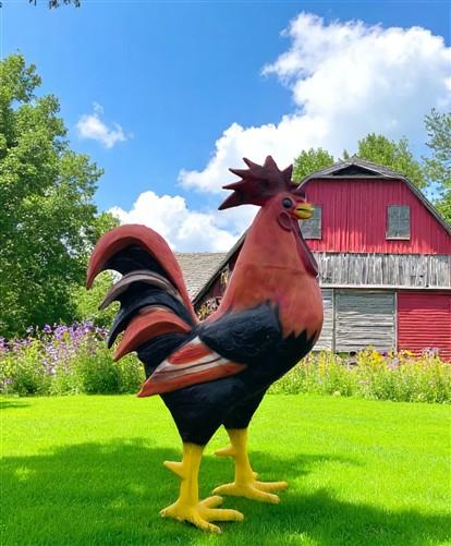 Metal rooster - 8' Aluminum Rooster Statue, Decorative Rooster, Metal Outdoor Farm Garden Art by The Old Grainery (bird sc...