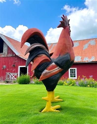 Metal rooster - 8' Aluminum Rooster Statue, Decorative Rooster, Metal Outdoor Farm Garden Art by The Old Grainery (bird sc...