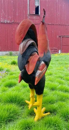 Metal rooster - 8' Aluminum Rooster Statue, Decorative Rooster, Metal Outdoor Farm Garden Art by The Old Grainery (bird sc...