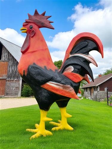 Metal rooster - 8' Aluminum Rooster Statue, Decorative Rooster, Metal Outdoor Farm Garden Art by The Old Grainery (bird sc...