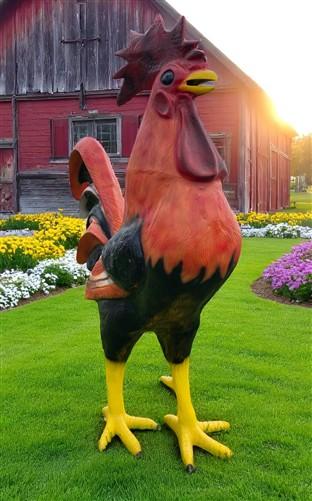 Metal rooster - 8' Aluminum Rooster Statue, Decorative Rooster, Metal Outdoor Farm Garden Art by The Old Grainery (bird sc...
