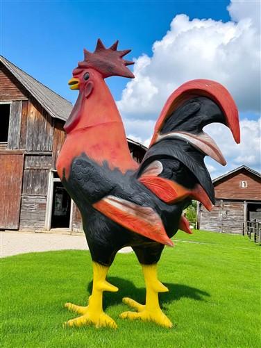 Metal rooster - 8' Aluminum Rooster Statue, Decorative Rooster, Metal Outdoor Farm Garden Art by The Old Grainery (bird sc...