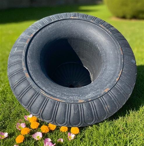 Garden urn - 39" Tall Cast Iron Fluted Urn, Flower Pot Planter, Garden Patio Yard Art, B7 by The Old Grainery (aluminum, A...
