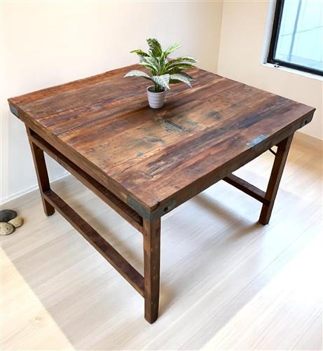 table - Rustic Square Table, Vintage Dining Room Table, Kitchen Island, Game Table, G by The Old Grainery