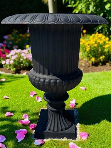 Garden urn - 39" Tall Cast Iron Fluted Urn, Flower Pot Planter, Garden Patio Yard Art, B8 by The Old Grainery (aluminum, A...