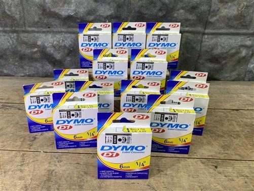 Ham Radio - Lot of 14 Dymo D1 43610 Label Cassettes 1/4" 6mm Black on Clear New Old Stock by The Old Grainery (50 load, ac...