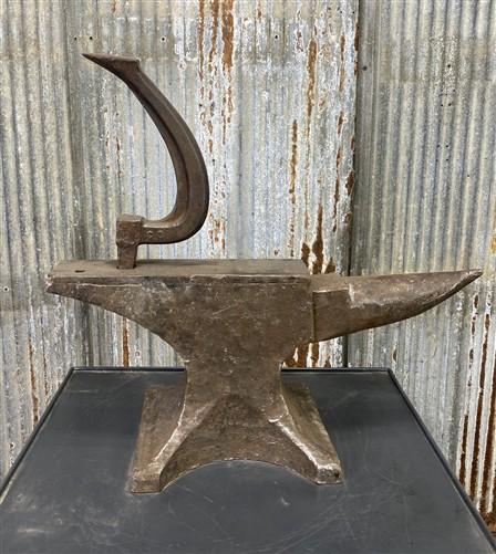 anvil - Vintage Blacksmith Anvil w/Hardy Tool, 127 lb Forging Anvil Depose, Farrier Tool by The Old Grainery (Anvil, Black...