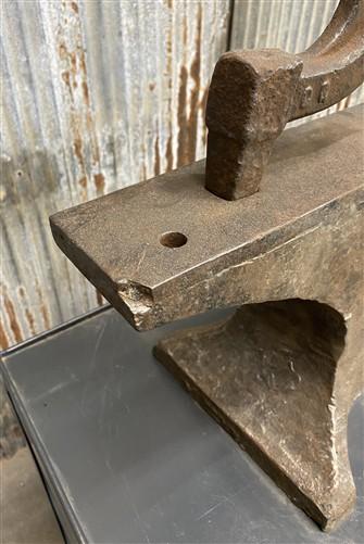 anvil - Vintage Blacksmith Anvil w/Hardy Tool, 127 lb Forging Anvil Depose, Farrier Tool by The Old Grainery (Anvil, Black...