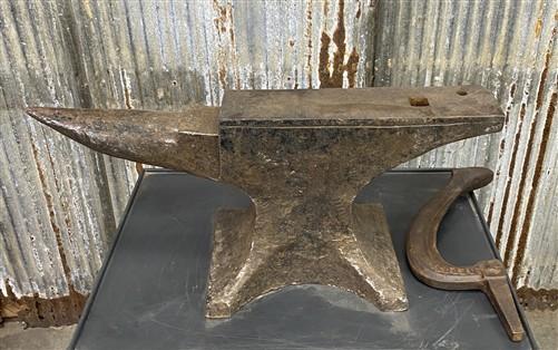 anvil - Vintage Blacksmith Anvil w/Hardy Tool, 127 lb Forging Anvil Depose, Farrier Tool by The Old Grainery (Anvil, Black...