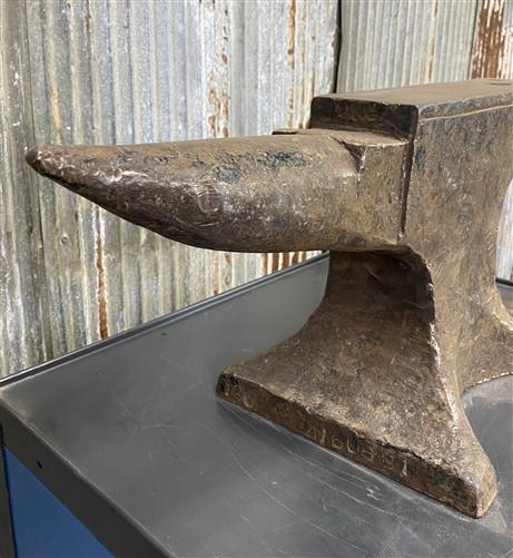anvil - Vintage Blacksmith Anvil w/Hardy Tool, 127 lb Forging Anvil Depose, Farrier Tool by The Old Grainery (Anvil, Black...