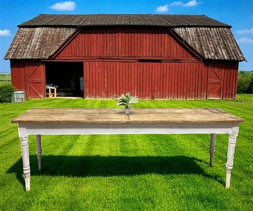 10' Harvest Table, Primitive Rustic Dining Table, Vintage Farmhouse Table, B
