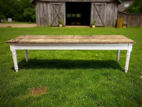 10' Harvest Table, Primitive Rustic Dining Table, Vintage Farmhouse Table, B