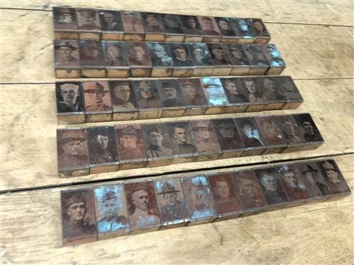 letterpress - 55 Copper Letterpress Plates, Printing Blocks, WWI Soldier, Sailor Army Navy A, by The Old Grainery (army, b...