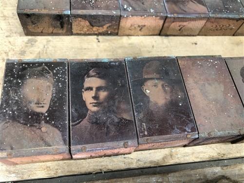 letterpress - 55 Copper Letterpress Plates, Printing Blocks, WWI Soldier, Sailor Army Navy C, by The Old Grainery (army, b...