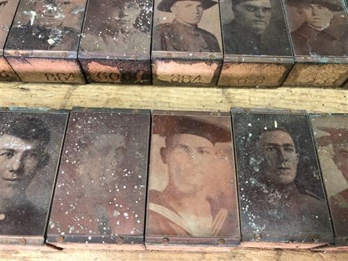letterpress plates - 55 Copper Letterpress Plates, Printing Blocks, WWI Soldier, Sailor Army Navy E, by The Old Grainery (...