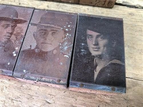 letterpress plates - 55 Copper Letterpress Plates, Printing Blocks, WWI Soldier, Sailor Army Navy E, by The Old Grainery (...