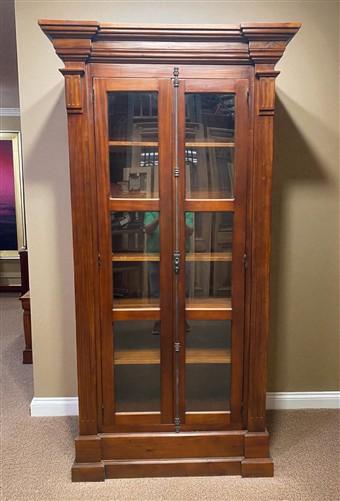 Library Bookcase, 2 Door Walnut Display Case, Kitchen Cabinet, China Cabinet, F