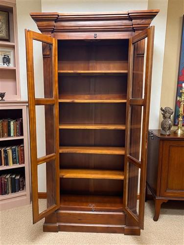 Library Bookcase, 2 Door Walnut Display Case, Kitchen Cabinet, China Cabinet, F