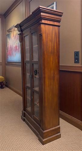 Library Bookcase, 2 Door Walnut Display Case, Kitchen Cabinet, China Cabinet, F