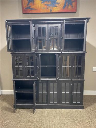 Triple Stack Bookcase, Black Kitchen Hutch Cabinet, Kitchen Storage Cupboard H