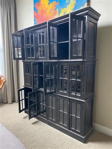 Triple Stack Bookcase, Black Kitchen Hutch Cabinet, Kitchen Storage Cupboard H