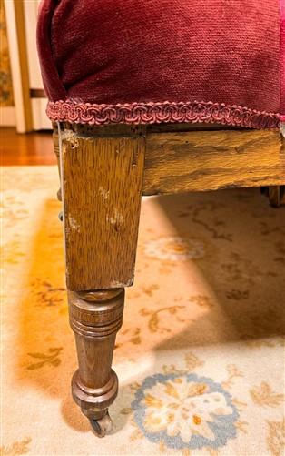Chair - Pair of Vintage Eastlake Side Chairs, Carved Oak Wood with Red Velvet Upholstery by The Old Grainery (Eastlake, ho...