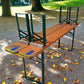 Vintage German Oktoberfest Beer Garden Table & Bench, Orange Outdoor Set A49