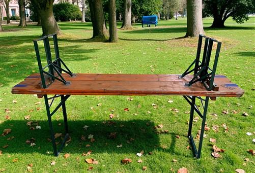 Vintage German Oktoberfest Beer Garden Table & Bench, Orange Outdoor Set A49