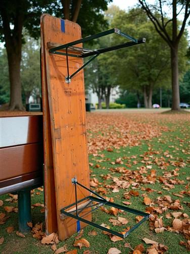 Vintage German Oktoberfest Beer Garden Table & Bench, Orange Outdoor Set A49